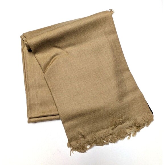 Vintage Marshall Fields Sheer Cashmere Throw Gold 50 x 60 Woven Fringe - Picture 1 of 7